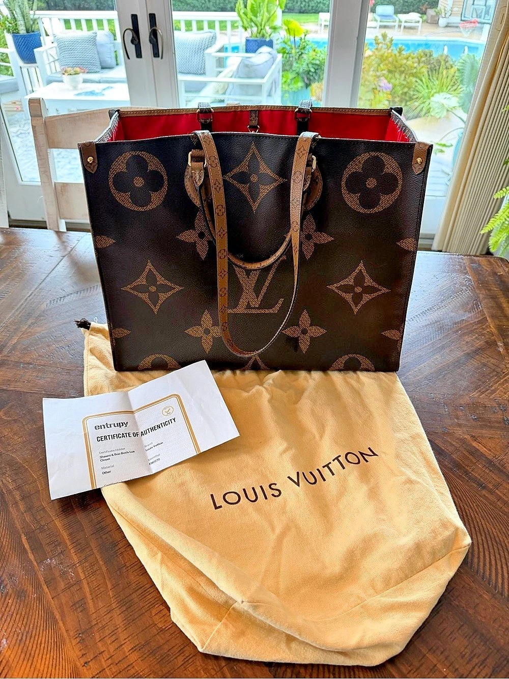 Louis Vuitton OnTheGo GM Monogram Reverse Tote Brown & Tan